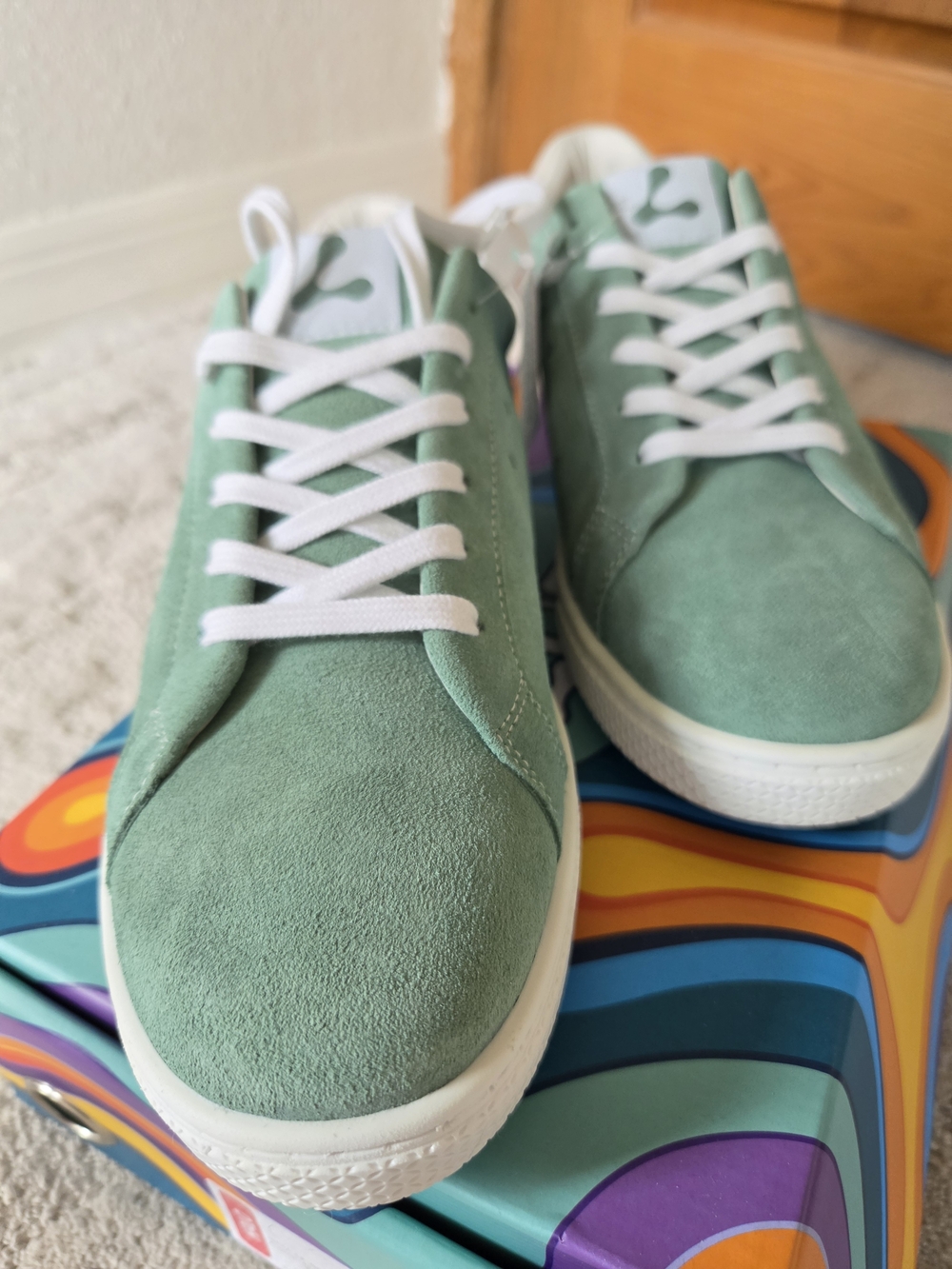 Halo Women's/Men's Suede Sneakers in Mint Green with White Laces